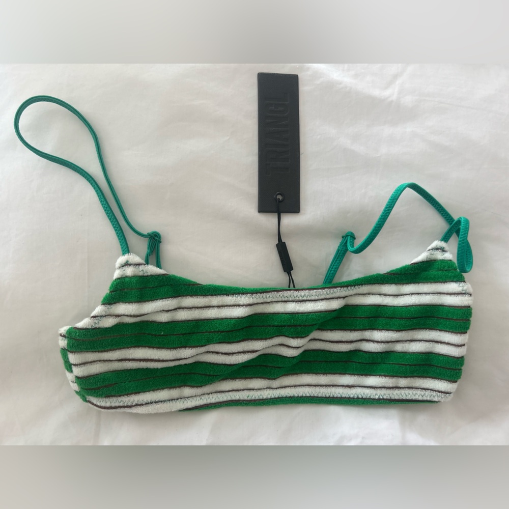 Triangl Green Striped Bikini Top